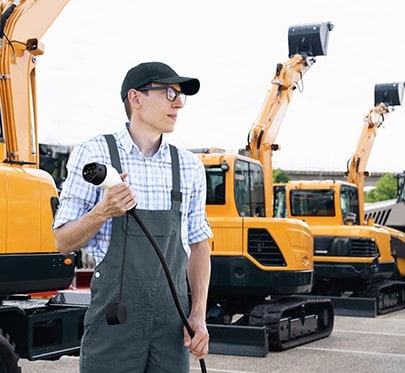Man charges construction vehicles